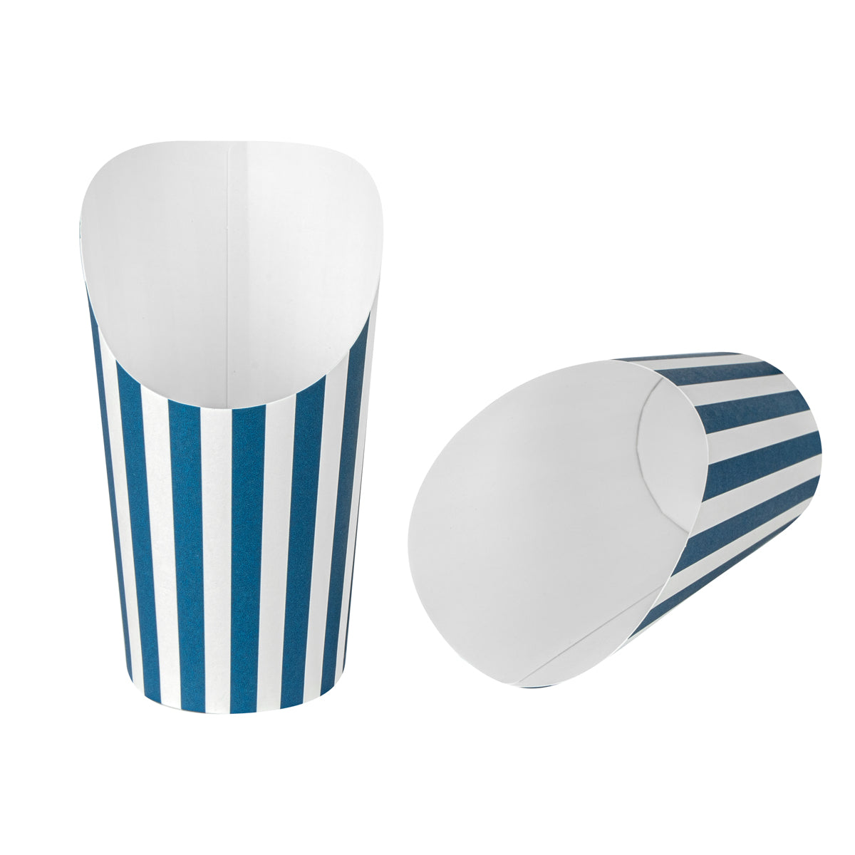 Wholesale Restaurantware 16 oz Round Blue & White Stripe Paper Incline Cup- Bulk
