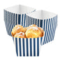 Wholesale Restaurantware Square Blue & White Stripe Paper Snack Box-200 CT Bulk