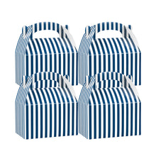 Wholesale Restaurantware Blue & White Stripe Paper Lunch Box 25 CT- Bulk