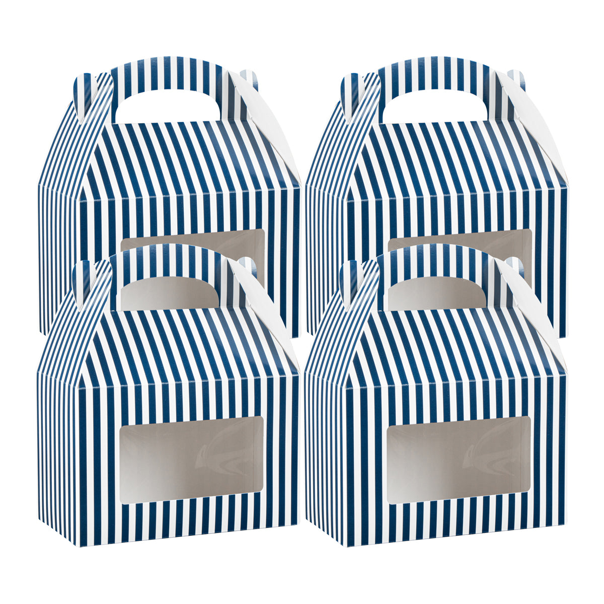 Wholesale Restaurantware Blue & White Stripe Paper Lunch Box 25 CT-4ct Case Bulk