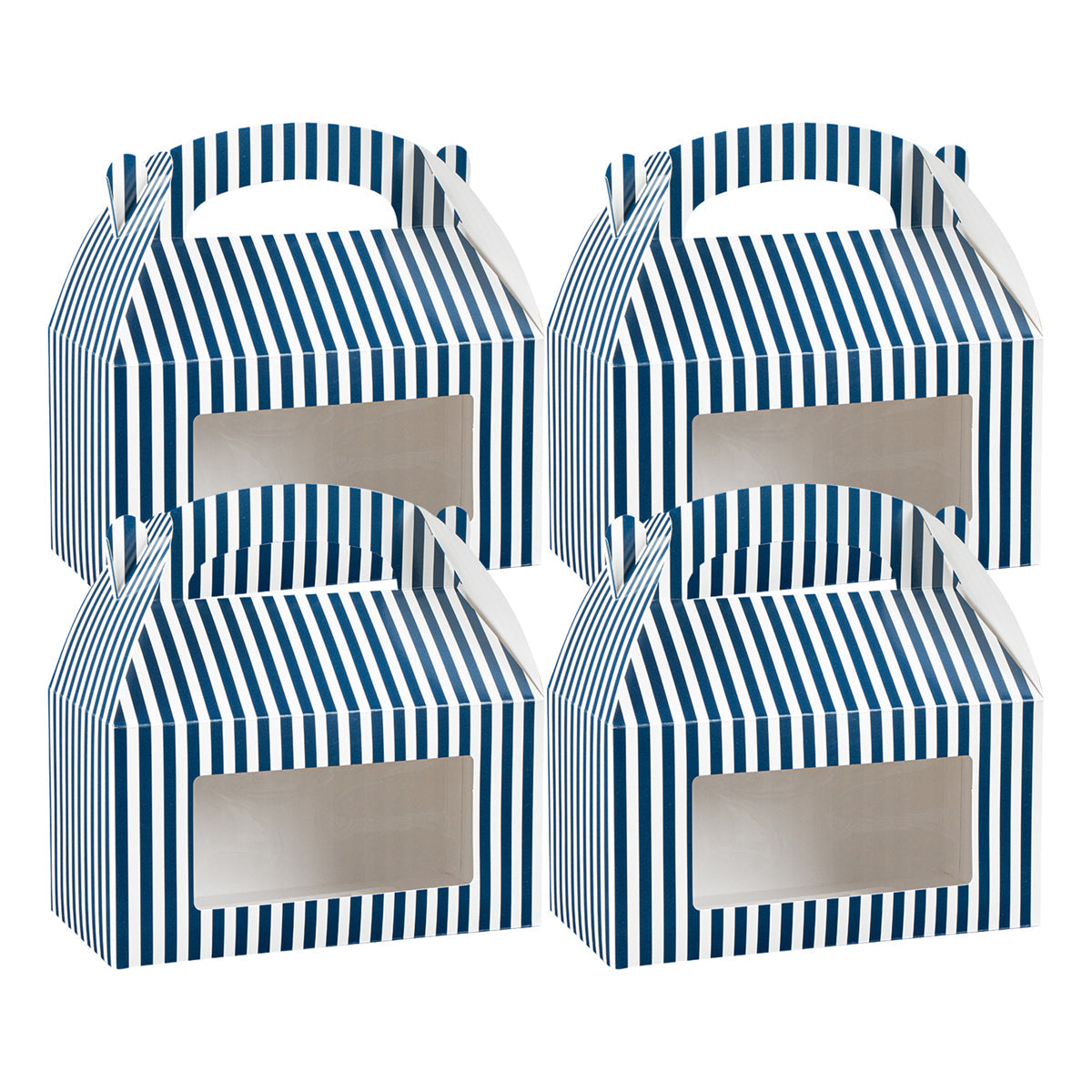 Wholesale Restaurantware Blue & White Stripe Paper Lunch Box 25 CT-4ct Case Bulk