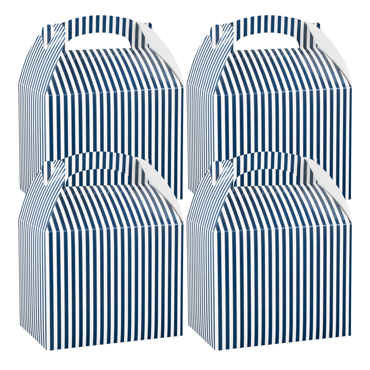 Wholesale Restaurantware Blue & White Stripe Paper Lunch Box 25 CT-4ct Case Bulk