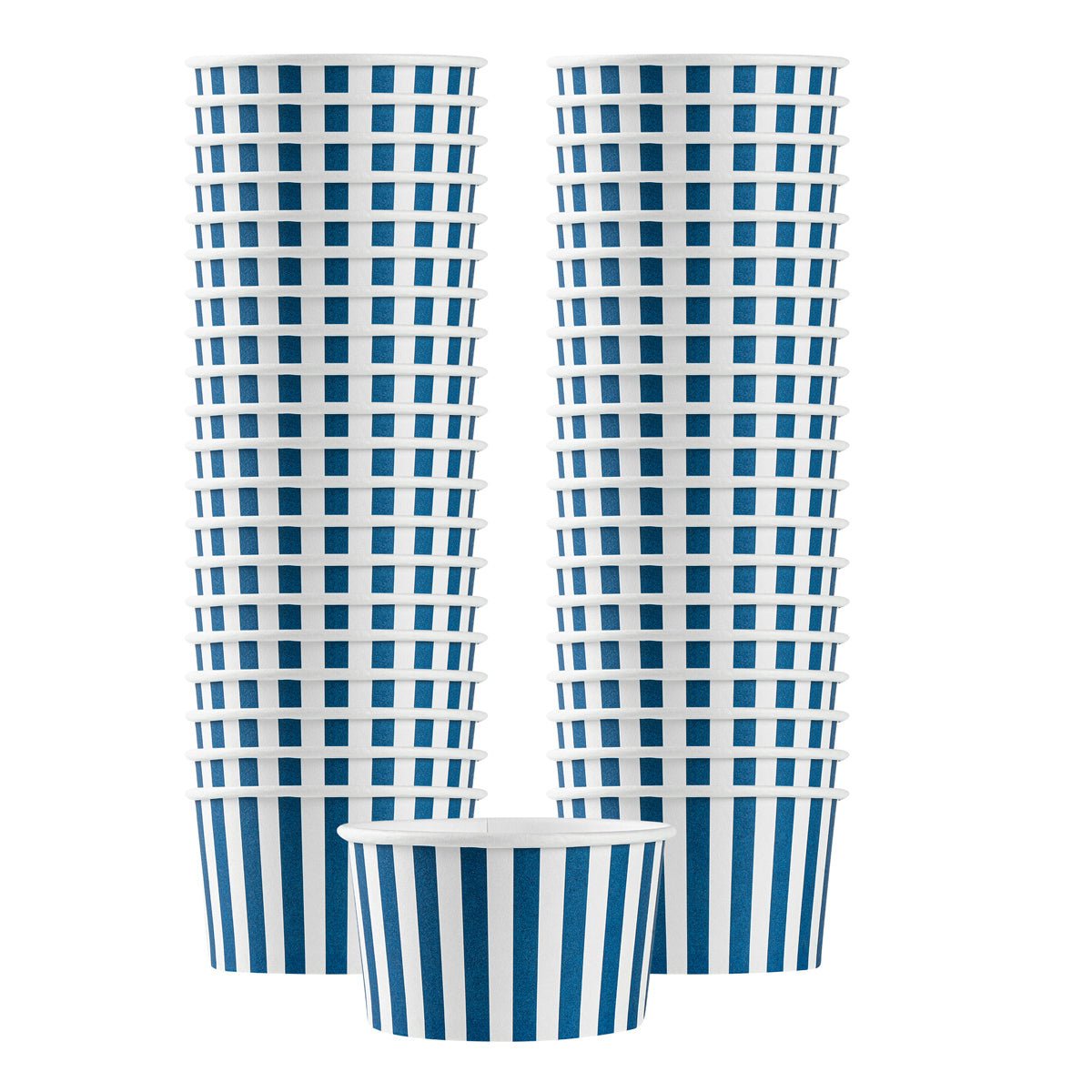 Restaurantware 12 oz Round Blue & White Stripe Paper Cup 50 CT