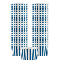 Restaurantware 12 oz Round Blue & White Stripe Paper Cup 50 CT
