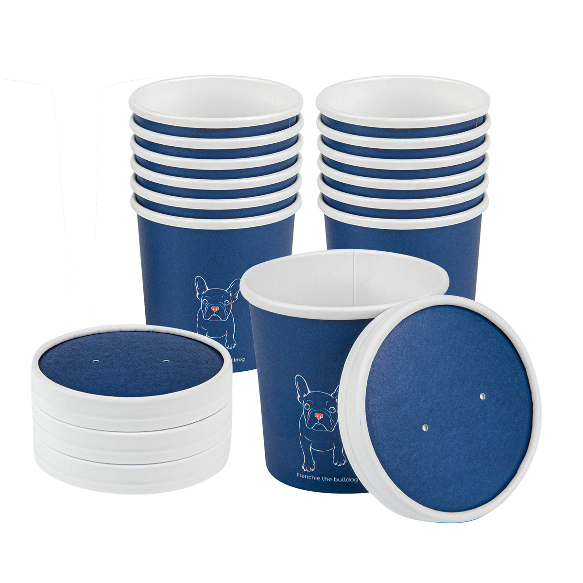 Restaurantware Round Blue & White Stripe Paper Soup Container Lid 25 CT