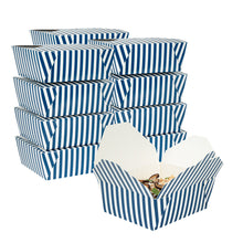 Wholesale Restaurantware 45 oz Rectangle Blue & White Stripe #8 Take Out Container 50 CT- Bulk
