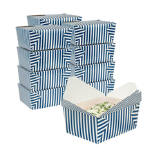 Wholesale Restaurantware 98 oz Blue & White Stripe Paper #4 Take Out Container 50 CT- Bulk