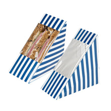 Wholesale Restaurantware Triangle Blue & White Stripe Paper Medium Sandwich Box 25 CT- Bulk