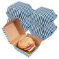 Wholesale Restaurantware Blue & White Stripe Paper Burger Box - Ripple Wall- Bulk