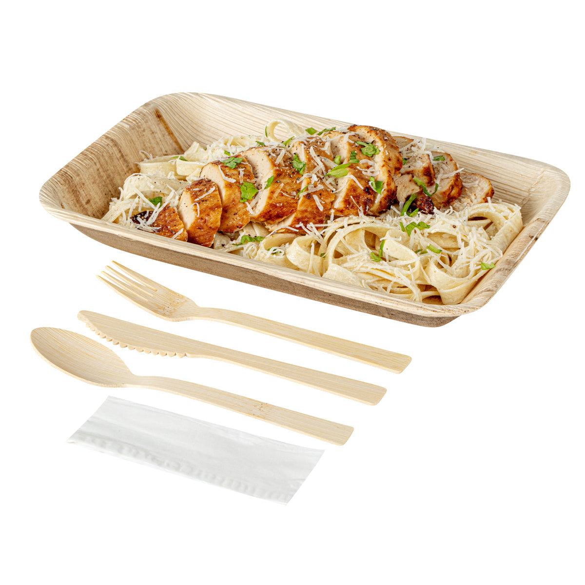 Wholesale Restaurantware Natural Bamboo Disposable Cutlery Set - 7in 100 CT- Bulk