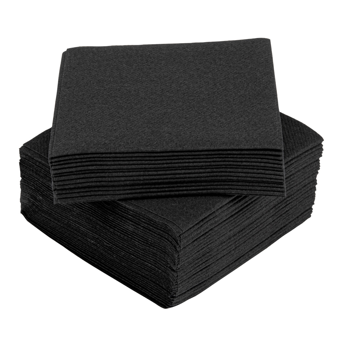 Wholesale Restaurantware Square Black Paper Linen-Feel Cocktail Napkin - Air Laid 50 CT- Bulk