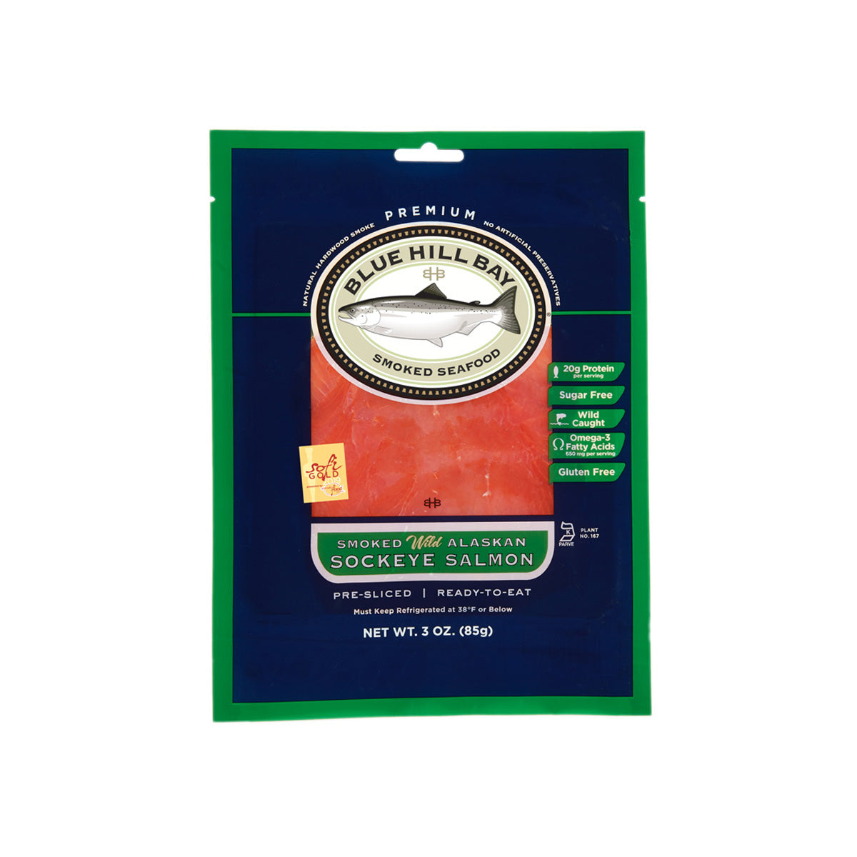 Acme Smoked Fish Wild Sockeye Alaskan Salmon 3 Oz Bag