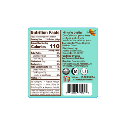 Wholesale Joolies Superfruit Organic Medjool Dates Tub 16 OZ- Bulk