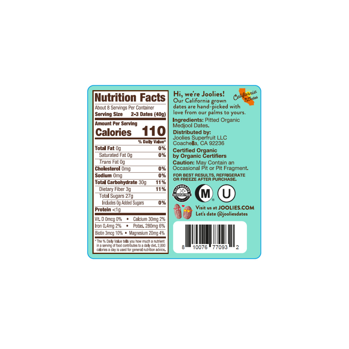 Wholesale Joolies Superfruit Organic Medjool Dates Pit Free Tub 12 OZ- Bulk