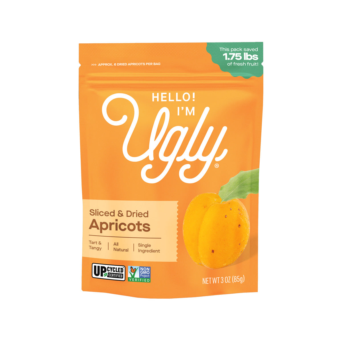 Wholesale The Ugly Co. Dried Apricot Slices 3 OZ-12ct Case Bulk