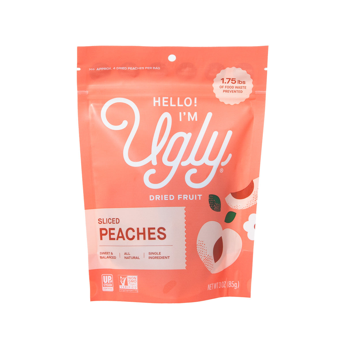 Wholesale The Ugly Co. Dried Sliced Peaches 3 OZ-12ct Case Bulk