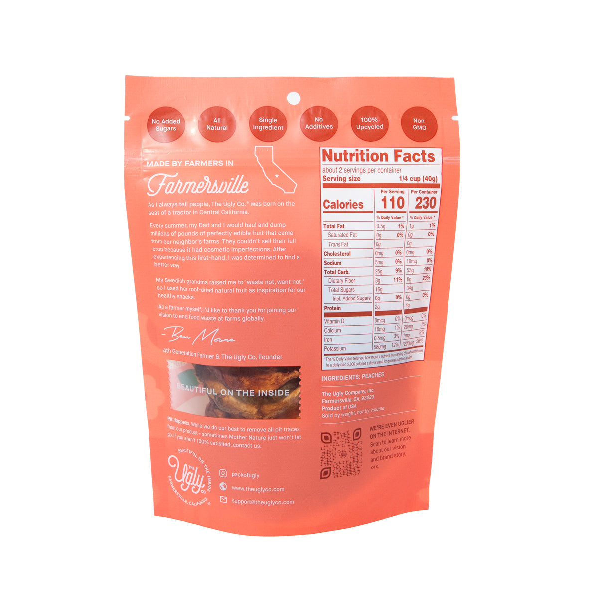 Wholesale The Ugly Co. Dried Sliced Peaches 3 OZ- Bulk