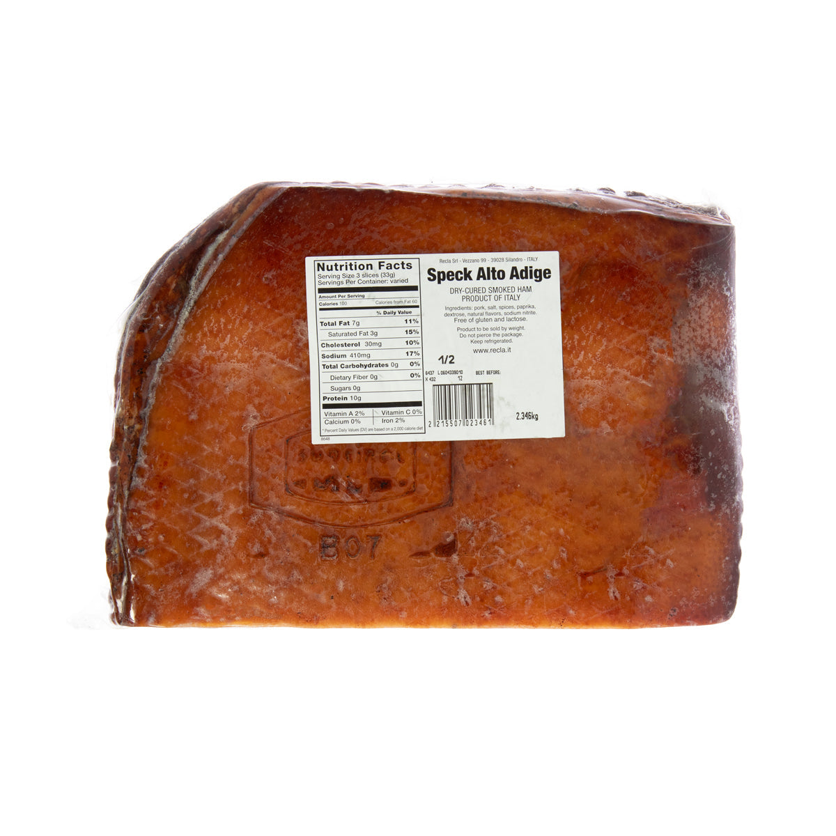 Wholesale Recla Smoked Speck Ham Alto Adige/Recla-6 LB Bulk