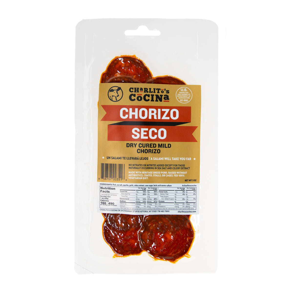 Wholesale Charlito'S Cocina Chorizo Seco Salami Sliced 3 OZ- Bulk