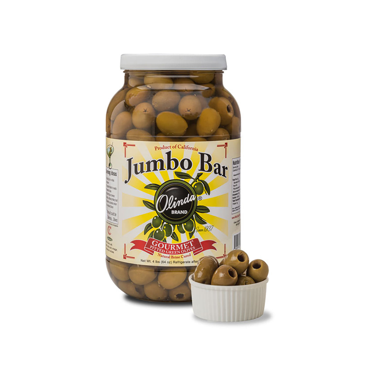 Wholesale Olinda Olives Jumbo Pitted California Queen Olives-1 GAL Bulk