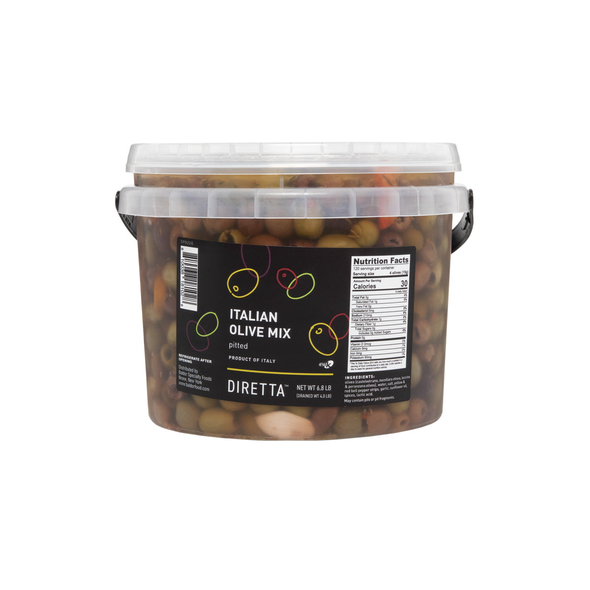 Wholesale Diretta Pitted Black and Green Italian Mixed Olives-6.83 LB Bulk