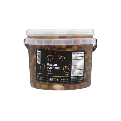 Wholesale Diretta Pitted Black and Green Italian Mixed Olives-6.83 LB Bulk