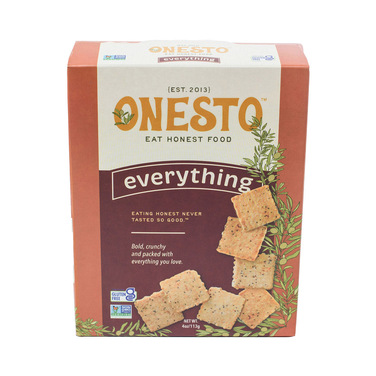 Wholesale Onesto Gluten Free Everything Crackers 4 OZ- Bulk
