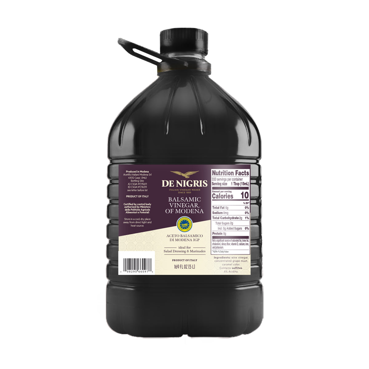 De Nigris Balsamic Vinegar of Modena 5 lt Bottle