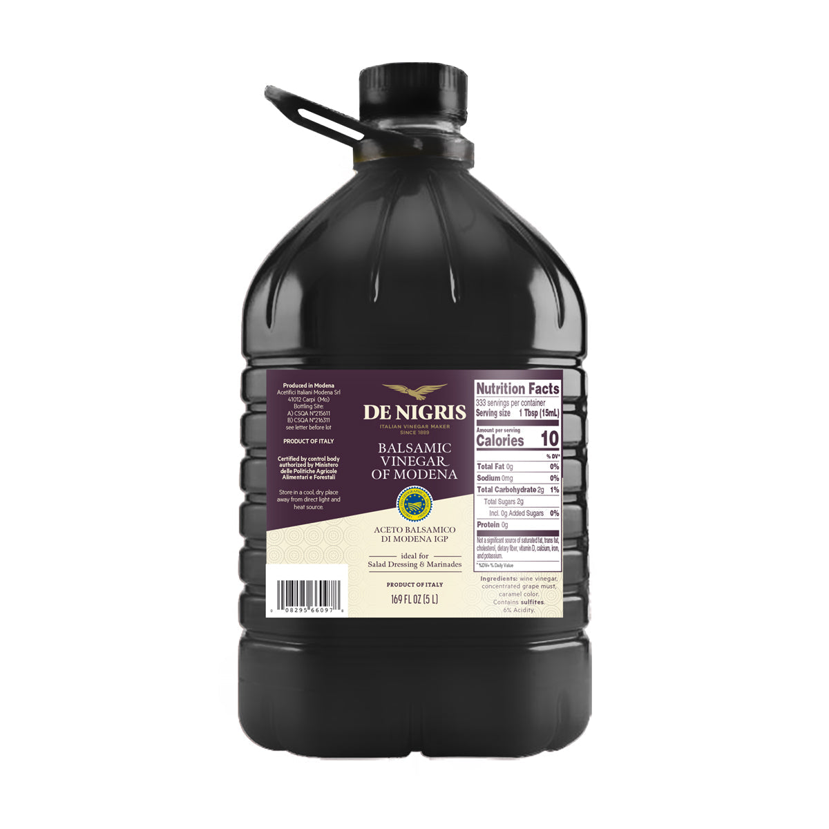 Wholesale De Nigris Balsamic Vinegar of Modena-5 LT Bulk