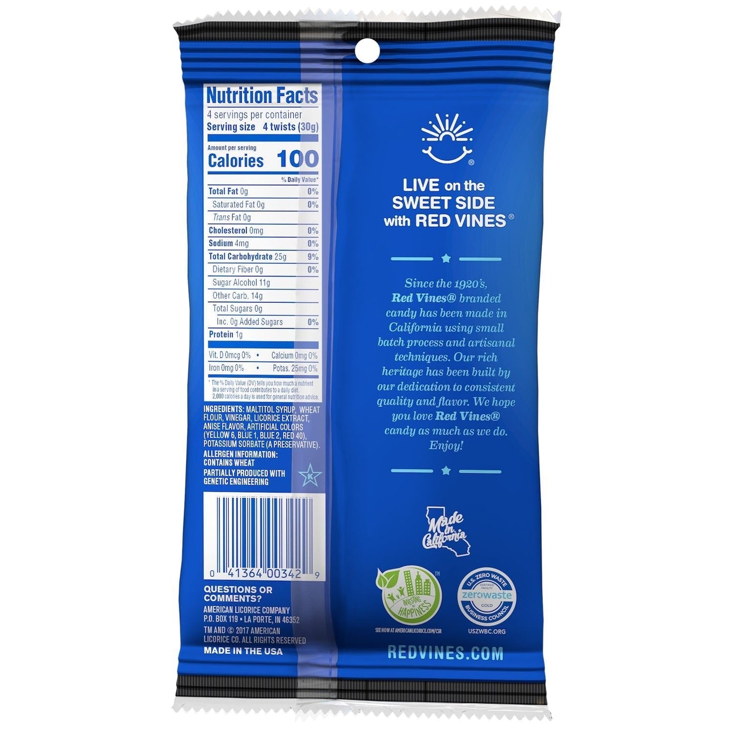 Wholesale Red Vines Sugar Free Black Licorice 5oz Hanging Bag- Bulk