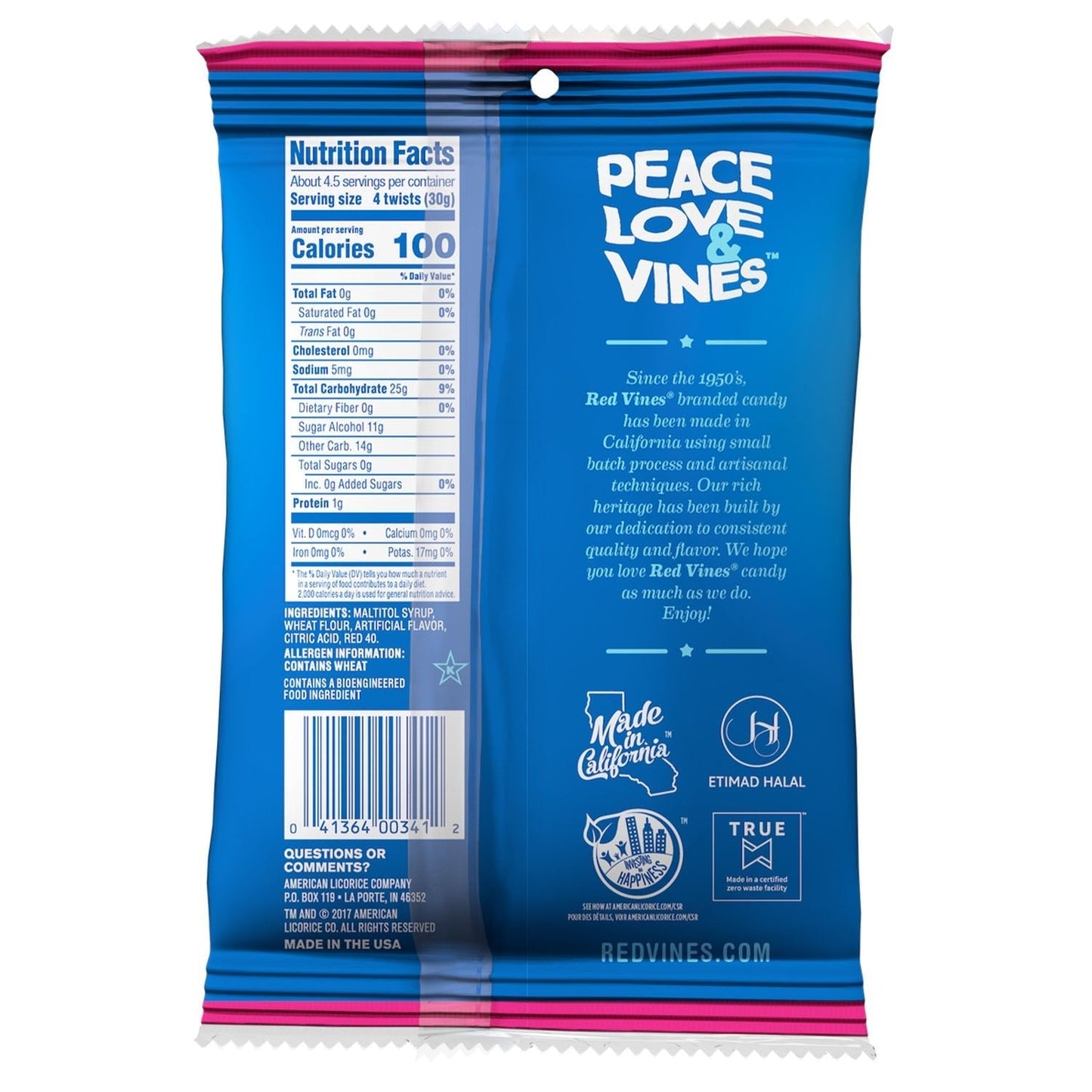 Wholesale Red Vines Sugar Free Strawberry Licorice 5oz Hanging Bag- Bulk