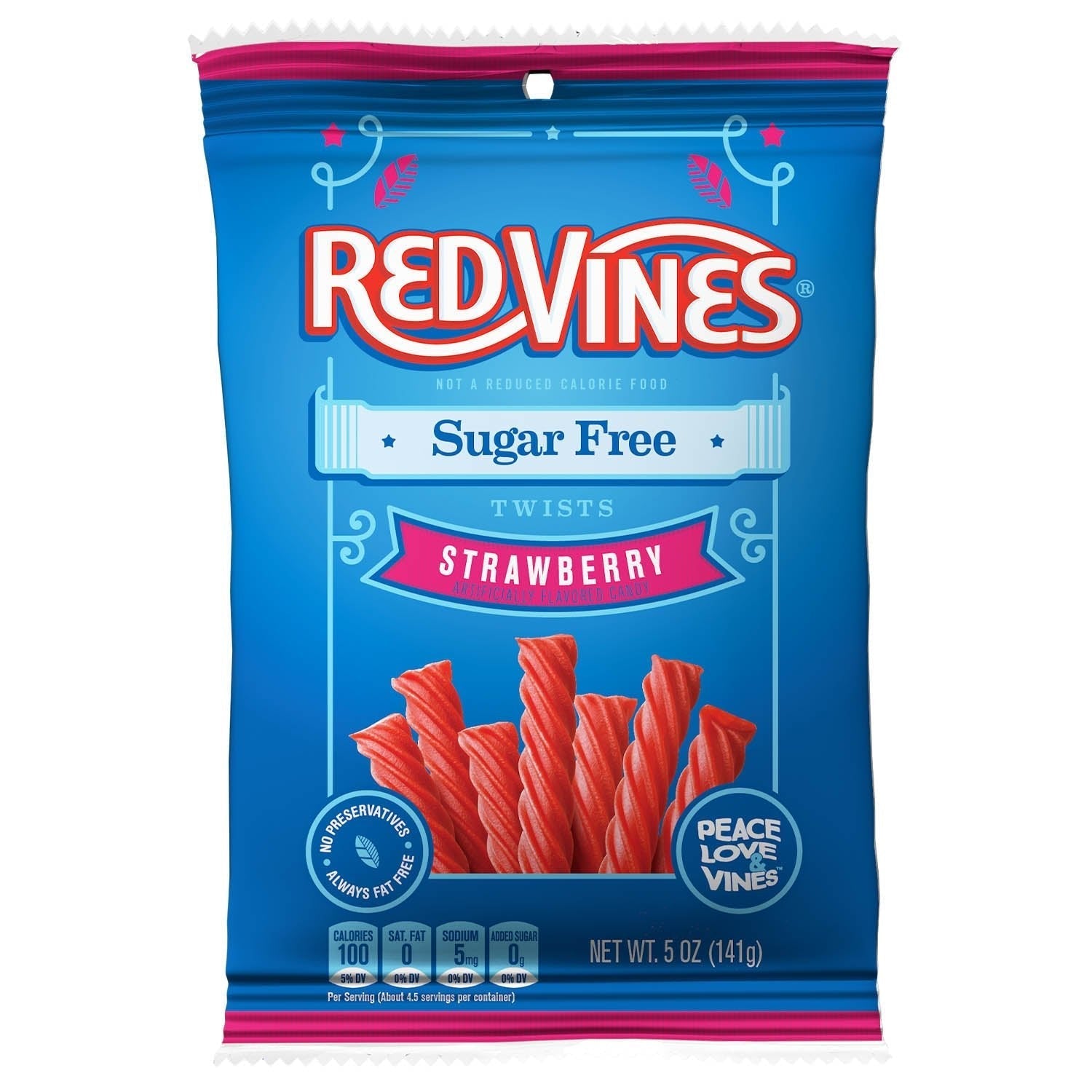 Wholesale Red Vines Sugar Free Strawberry Licorice 5oz Hanging Bag-12ct case Bulk