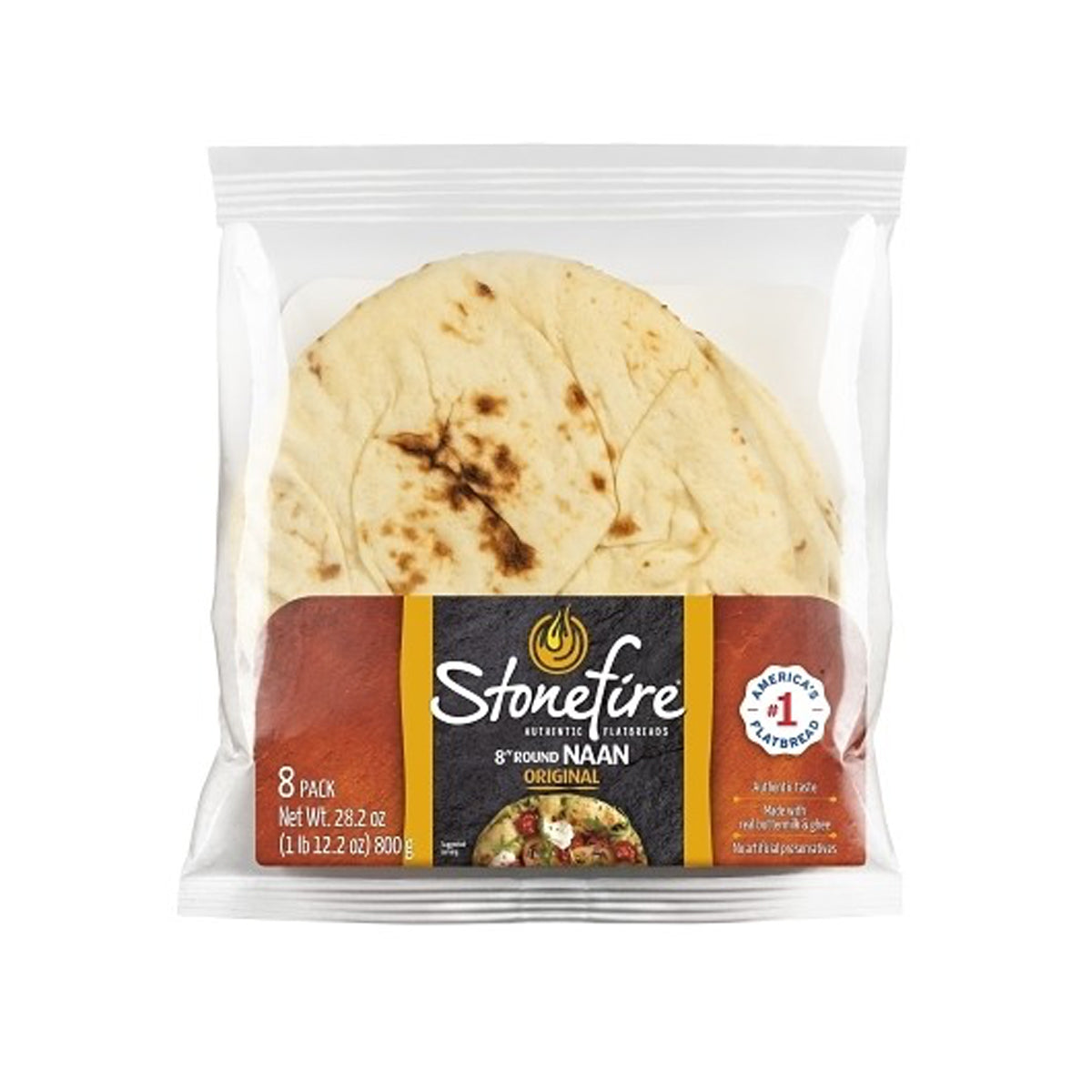 Wholesale Stonefire 8in Round Naan-48 CT Bulk