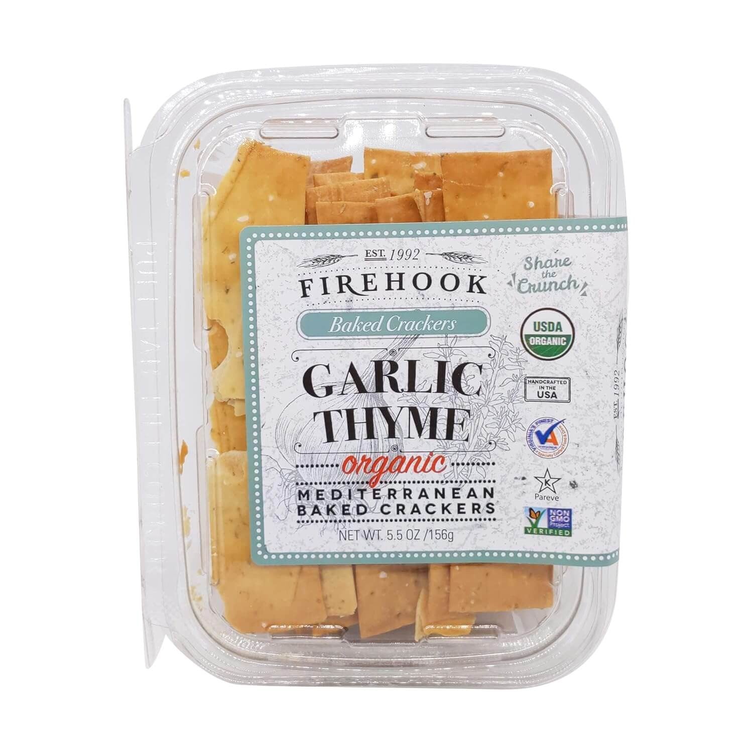 Firehook Baked Crackers Garlic Thyme 5.5oz 8ct
