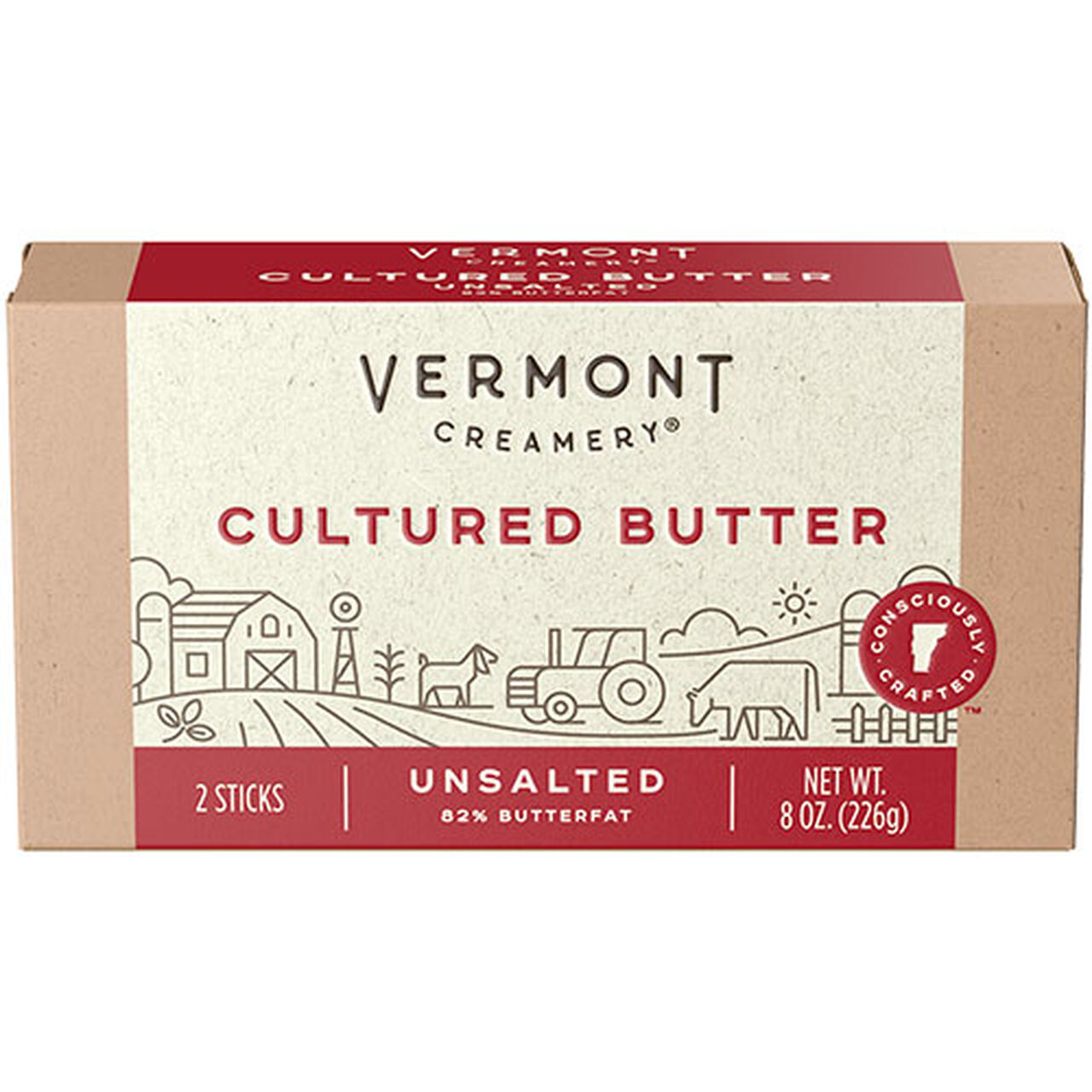 Vermont Creamery Cultured Butter Unsalted 8oz 12ct
