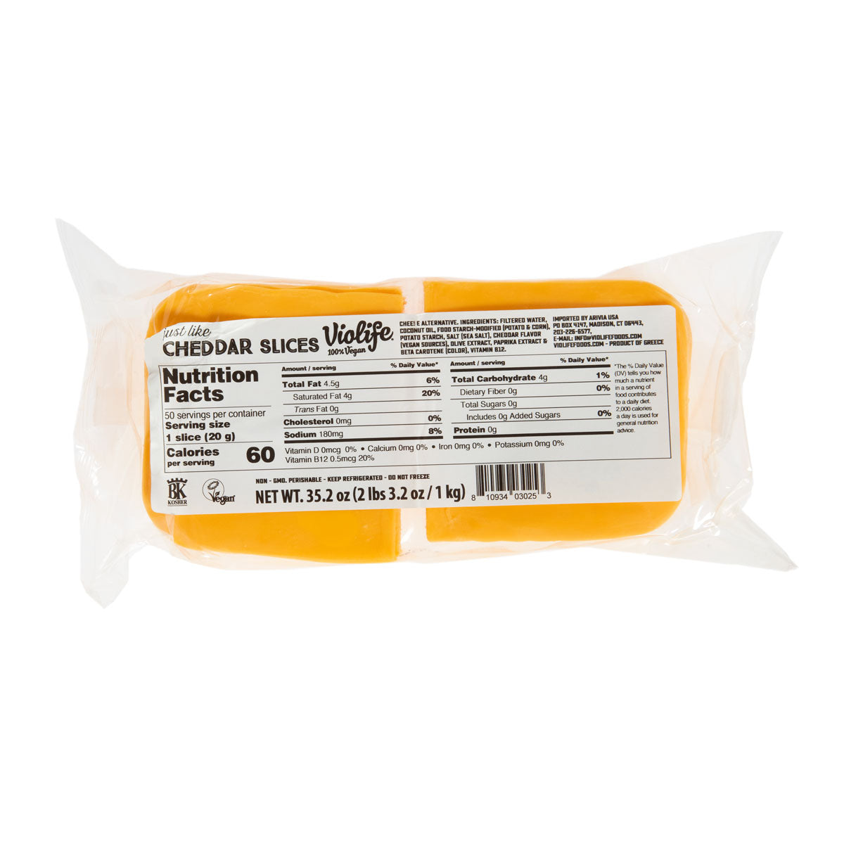Wholesale Violife Vegan Sliced Cheddar Cheese 2.2 Lb- Bulk