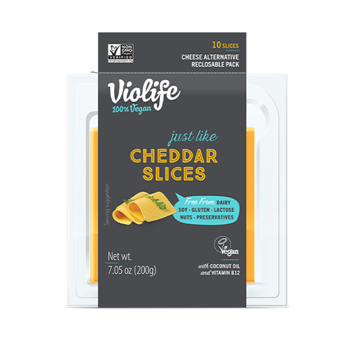 Violife Vegan Cheddar Slices Retail 7.05 OZ