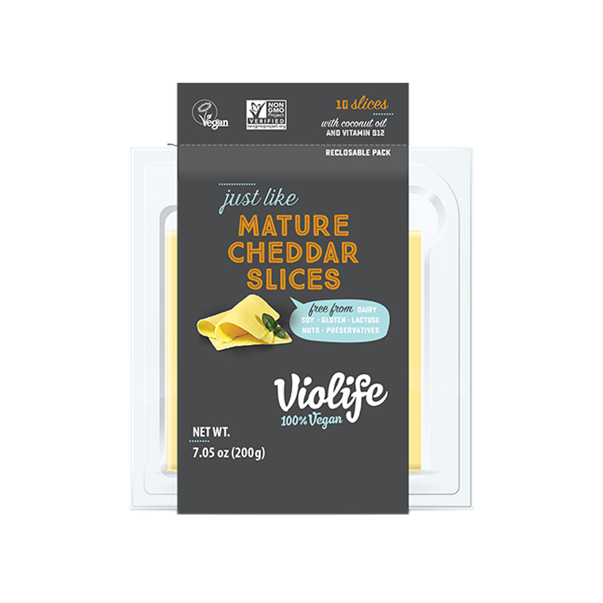 Violife Vegan Mature Cheddar Slices Retail 7.05 OZ