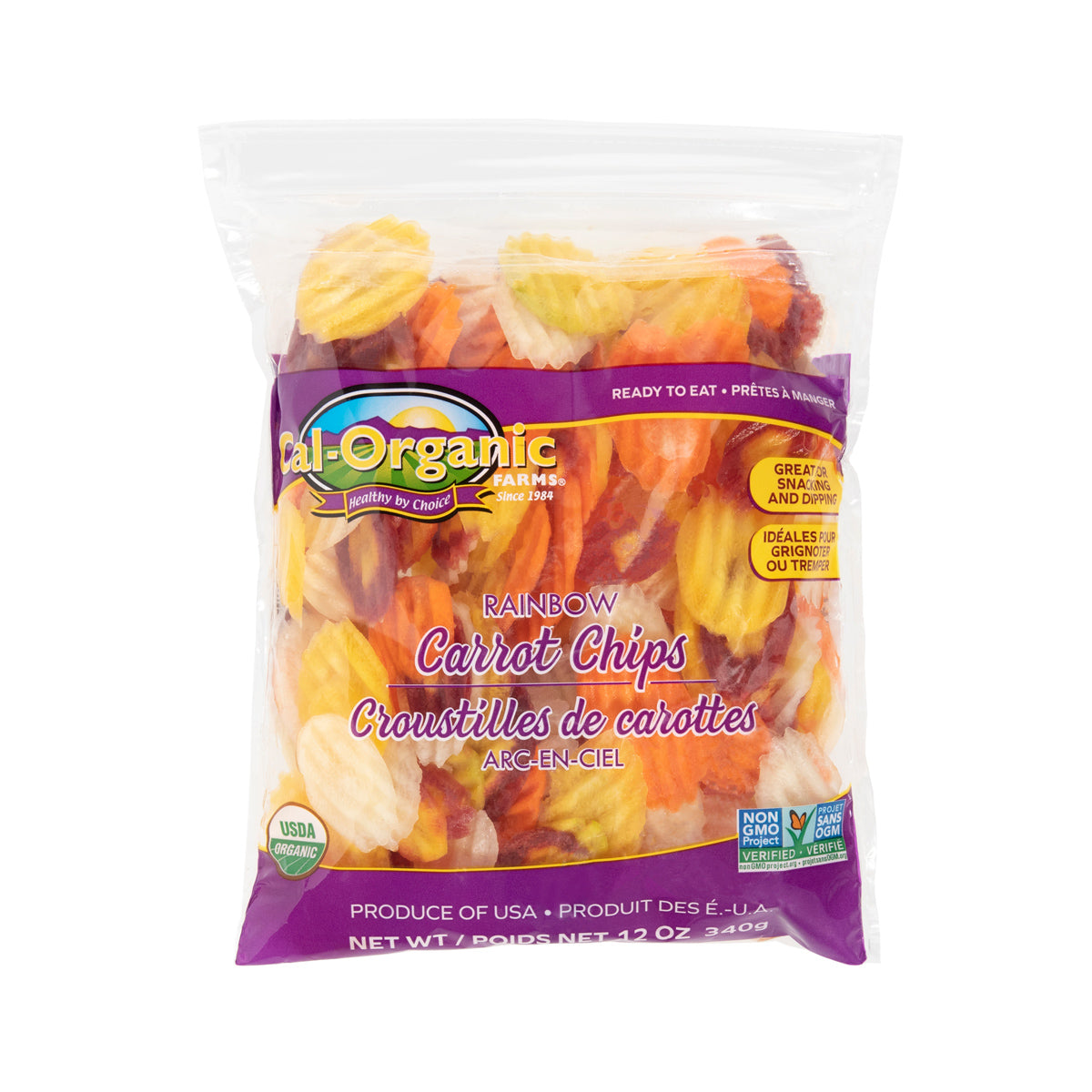 Cal-Organic Farms Organic Rainbow Carrot Chips 12 Oz Bag