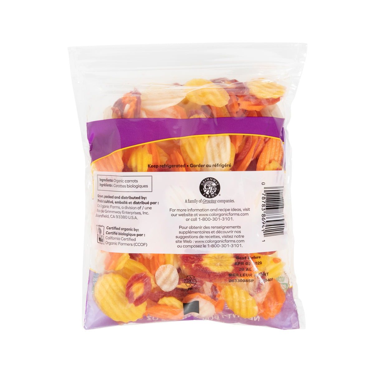 Wholesale Cal-Organic Farms Organic Rainbow Carrot Chips 12 Oz Bag- Bulk
