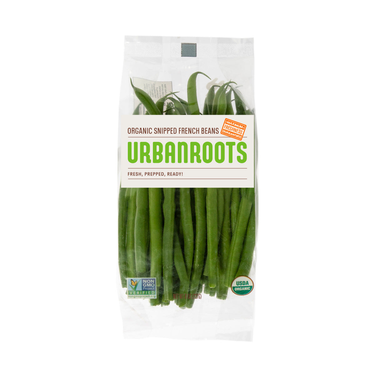Wholesale Urban Roots Organic Snipped French Beans 8 OZ- Bulk