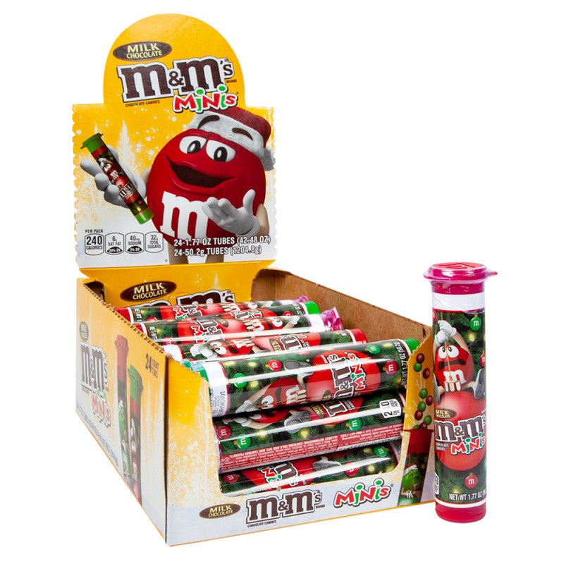 Wholesale M&M'S Christmas Mini Milk Chocolate M&M'S 1.77 Oz Mega Tube - 144ct Case Bulk