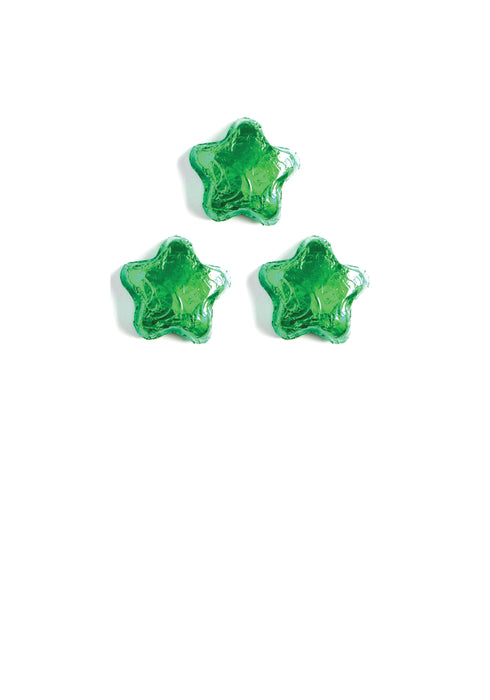 Wholesale Madelaine Chocolate Miniature Green Stars - 10 Lb Bag Bulk