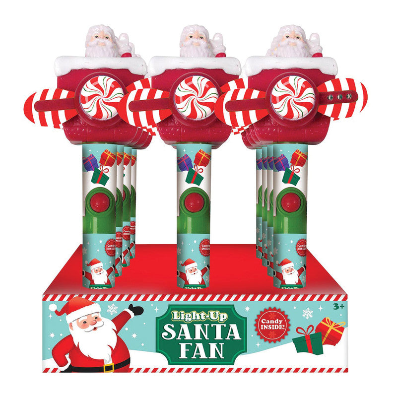 Wholesale Christmas Light Up Santa Candy Fan 0.28 Oz Bulk