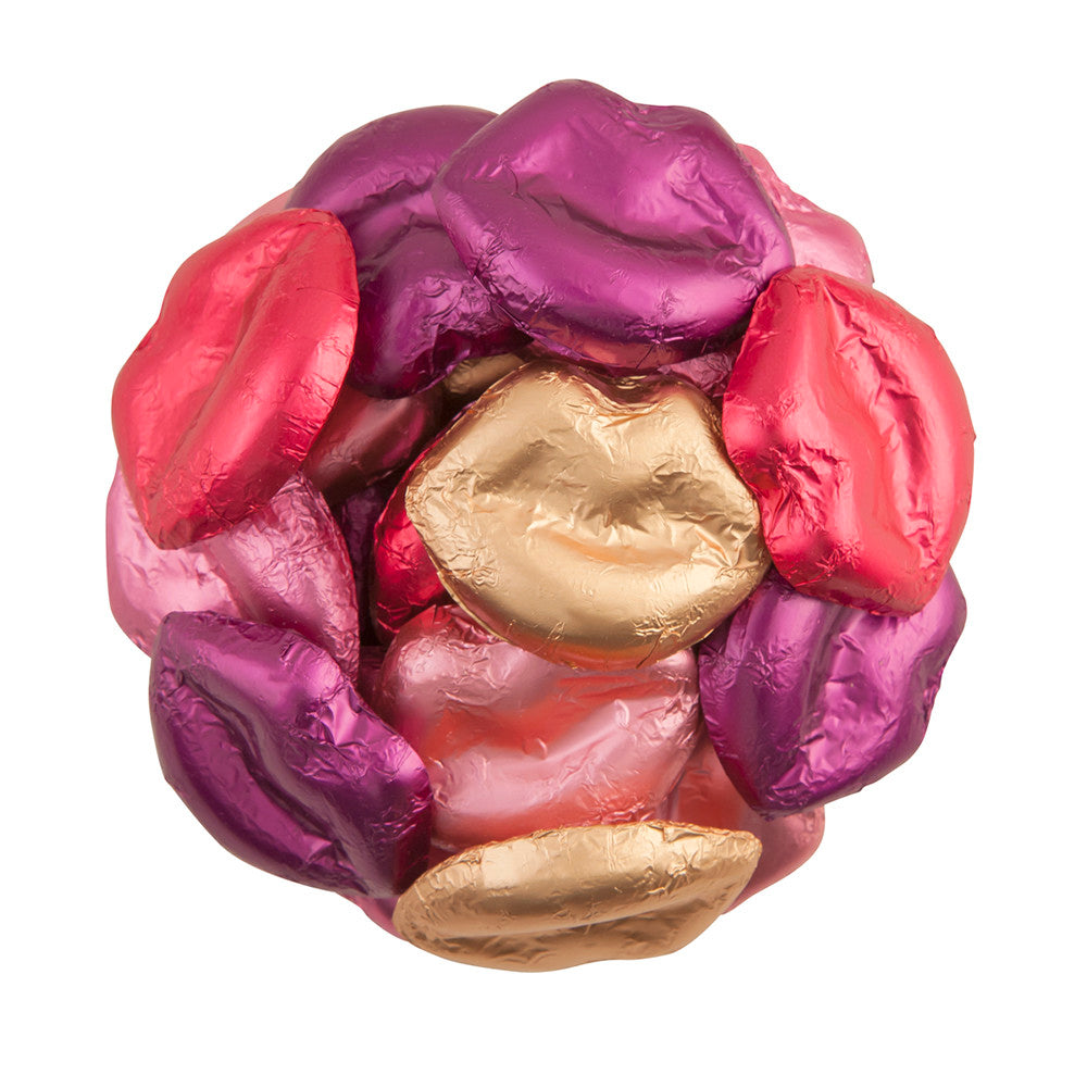 Wholesale Madelaine Milk Chocolate Multi Color Foiled Lips- Bulk