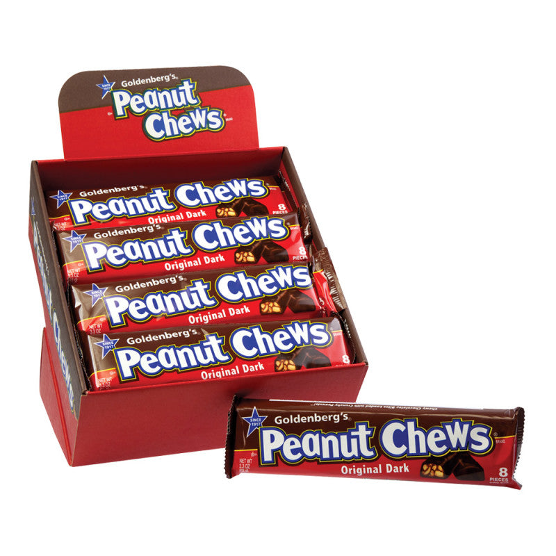 Wholesale Goldenberg's Original Dark Chocolate Peanut Chews King Size 3.3 Oz- Bulk