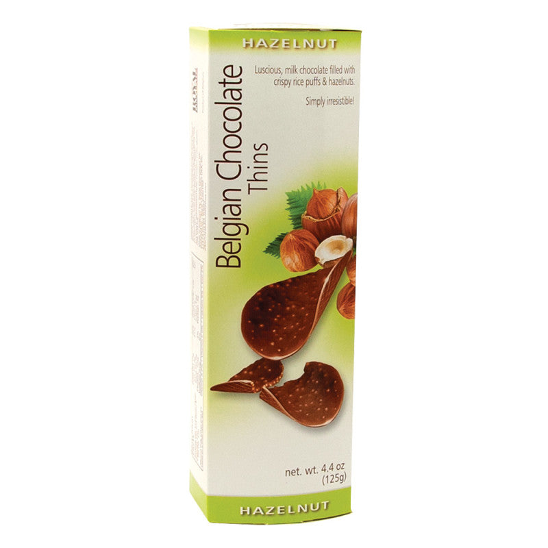 Wholesale Belgian Chocolate Thins Hazelnut 4.4 Oz - 12ct Case Bulk