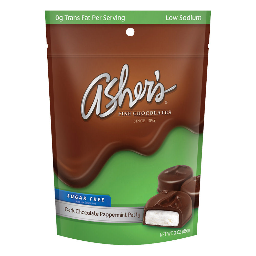 Asher'S Sugar Free Dark Chocolate Mint Patties 3 Oz Bag