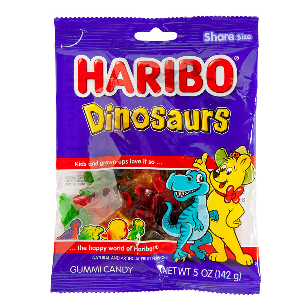 Haribo Dinosaurs Gummi Candy 5 Oz Peg Bag
