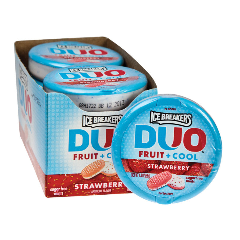 Wholesale Ice Breakers Sugar Free Strawberry Duo Mints 1.3 Oz Tin Bulk